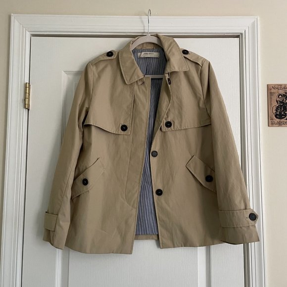 NWOT Zara Cream Water Repellent Parka Coat Trench - Picture 3 of 8
